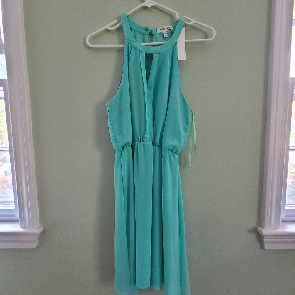 Turquoise blue halter dress